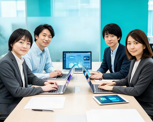 営業、マーケティング、人事、顧客対応の担当者が同じテーブルで業務データを確認する様子